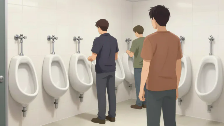 Visual representation of "urinal" - A device or fixture that men use to urinate on or into