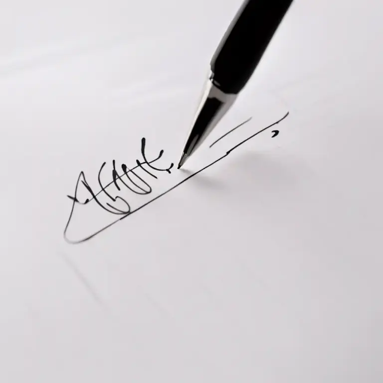 Visual representation of "handwriting" - A written form of someone's signature, indicating the identity of the writer.