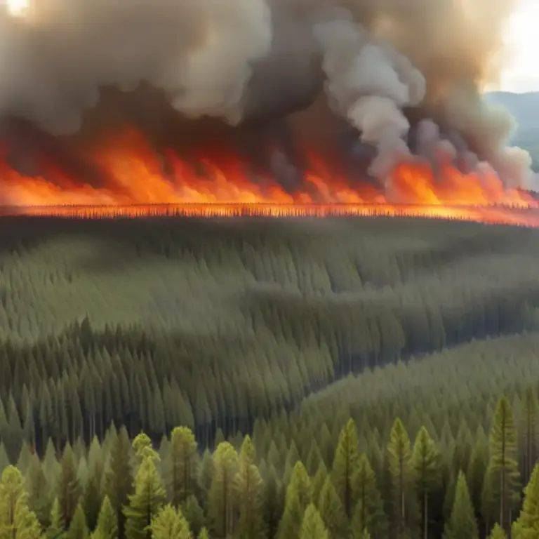 Visual representation of "ablaze" - In a way that a thing or place is burning or shining brightly.