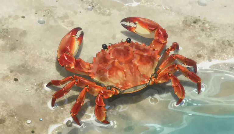 Visual representation of "crab" - A sea animal with a strong shell and two large claws.