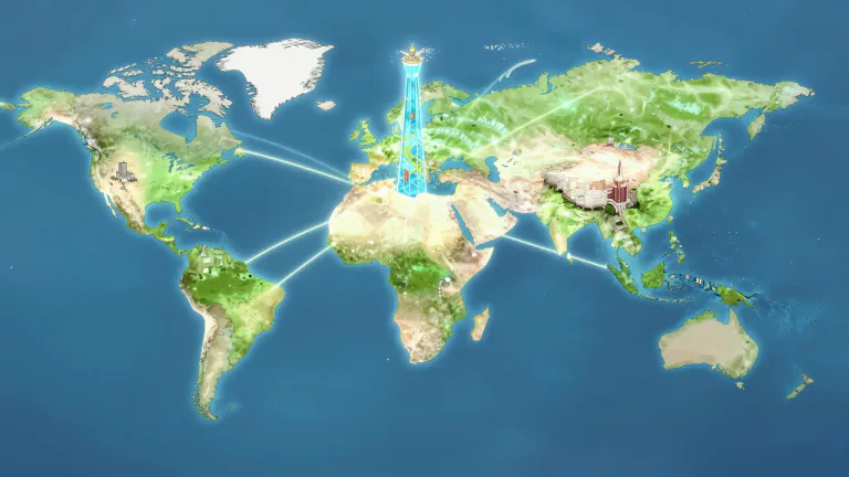 Visual representation of "transnational" - Existing or happening between many countries.