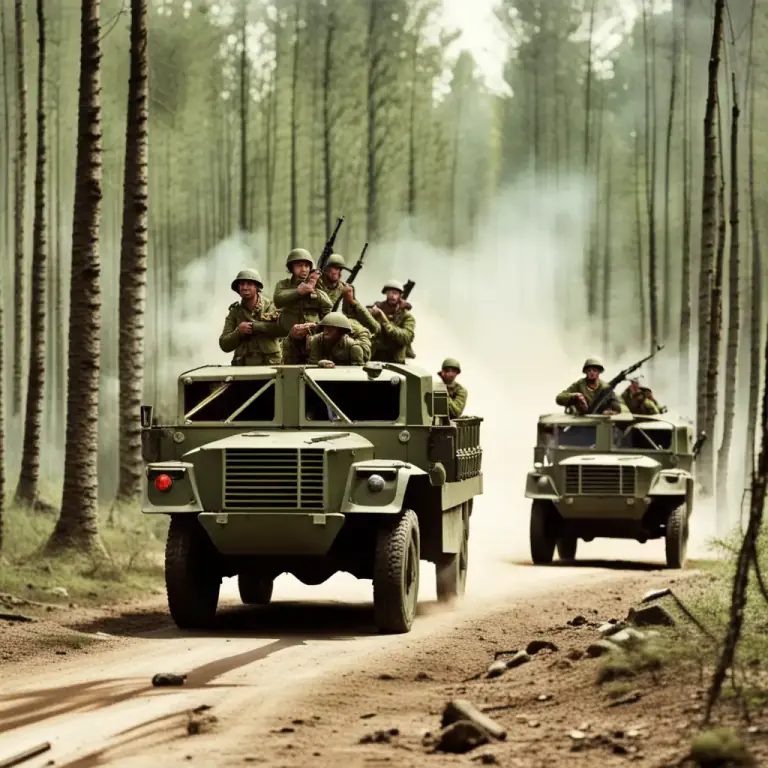 Visual representation of "guerrilla" - Involving small groups fighting against an official or regular force.