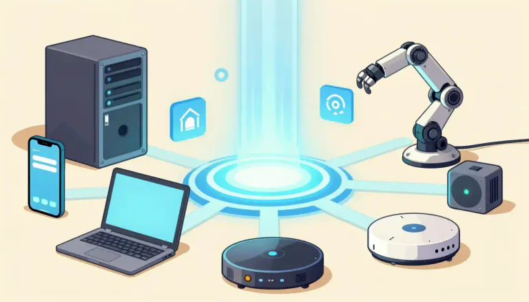 Visual representation of "interoperability" - The ability of different systems, machines, applications or products to connect and work together effectively.