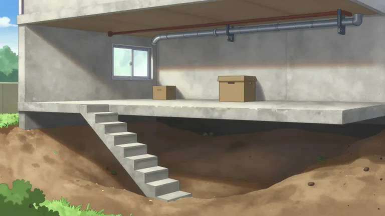 Visual representation of "basement" - The bottom floor of a building, usually below ground level.