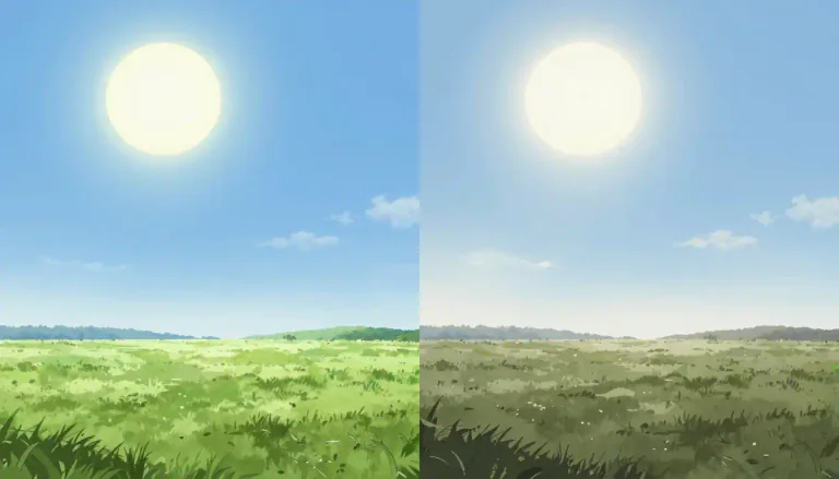 Visual representation of "solstice" - Either of the two times in the year when the sun reaches its highest or lowest point in the sky at noon