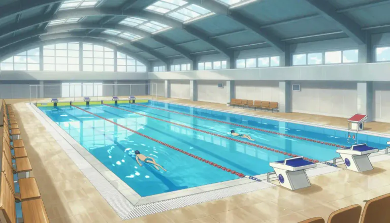 Visual representation of "natatorium" - A natatorium is an indoor swimming pool, typically used for swimming competitions or public swimming activities.