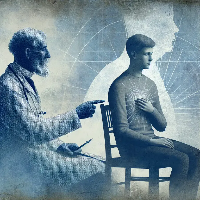 Visual representation of "hypochondriac" - In ancient physicians' thought, one of the areas on either side of the upper part of the abdomen, beneath the ribs, sometimes believed to be the site of melancholy