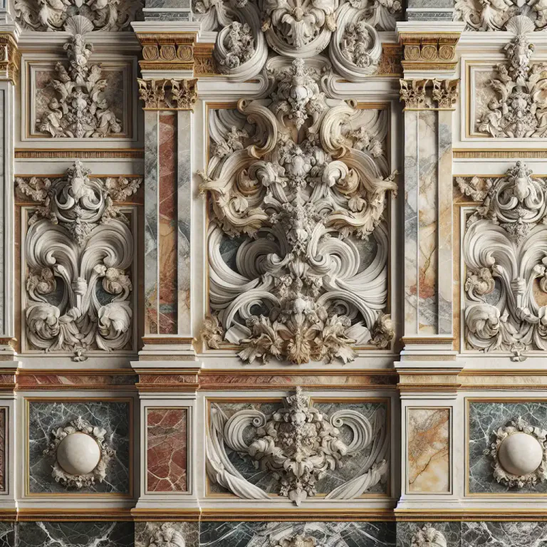 Visual representation of "incrustation" - In architecture, a decorative technique where the surface of the wall or other structure is coated with layers of different materials to achieve color contrast or texture change.