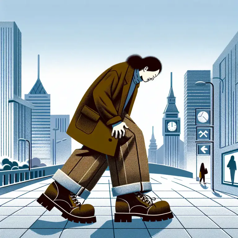 Visual representation of "slipshod" - Wearing shoes that are loose or not fit properly.