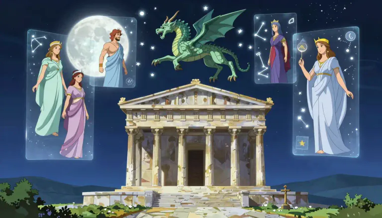 Visual representation of "mythology" - A collection of stories, especially those from a specific culture, that explain its history and traditions