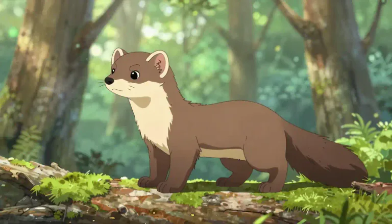 Visual representation of "marten" - A type of small animal related to the weasel with a slender body, pointed nose, and a bushy tail.