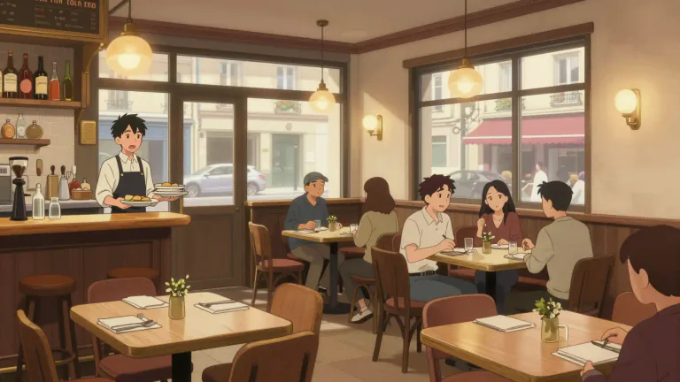 Visual representation of "brasserie" - A brasserie is a type of restaurant, especially in France, that serves meals and drinks in a relaxed setting, often open throughout the day.