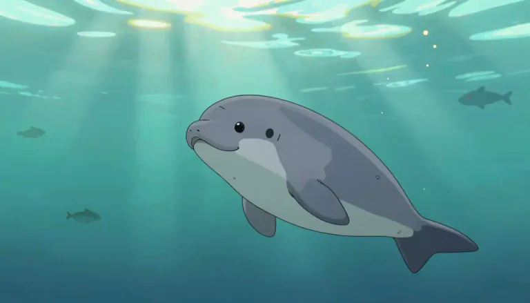 Visual representation of "vaquita" - A small marine mammal that lives in the northern part of the Gulf of California and is critically endangered.