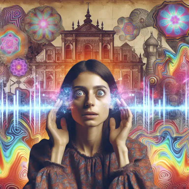Visual representation of "psychedelic" - A type of drug that causes the user to see and hear things that are not real.