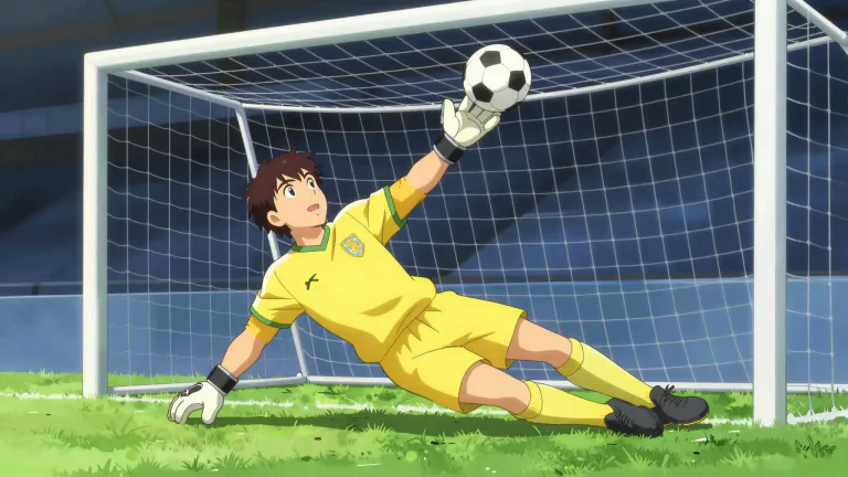 Visual representation of "goalkeeping" - The act or practice of playing as a goalkeeper in sports, particularly football, where a player is responsible for blocking shots on goal.
