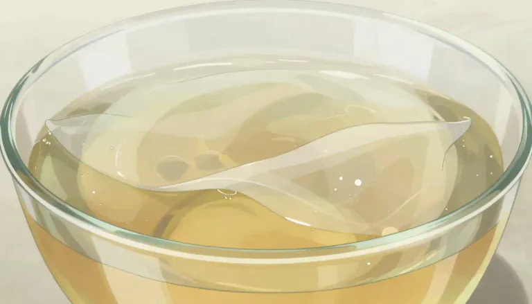 Visual representation of "pellicle" - A thin skin or film, especially one that forms on the surface of a liquid or cell.