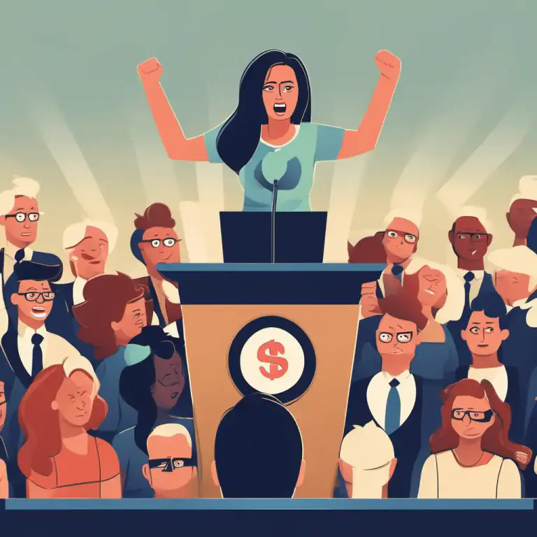 Visual representation of "speak out" - To say something openly and publicly, especially in protest or to criticize.