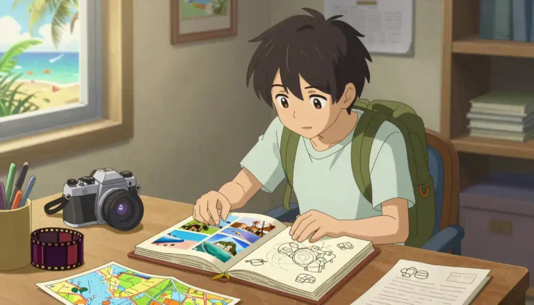 Visual representation of "travelogue" - A book or film describing a person's travels.