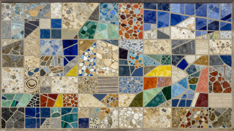 Visual representation of "mosaic" - A combination of different things which forms a more complete whole.