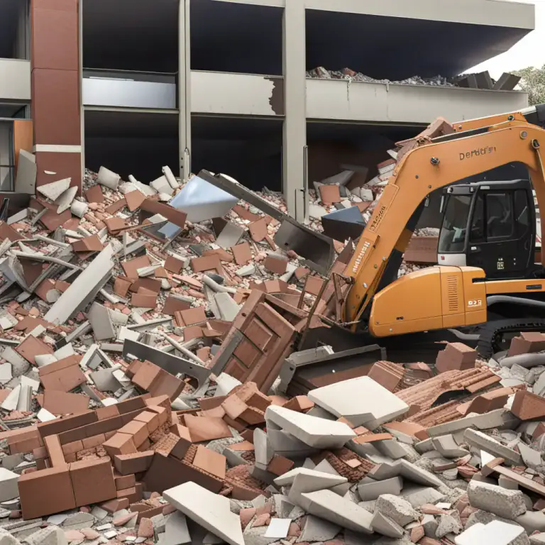 Visual representation of "rubble" - Waste or rough fragments of stone, brick, concrete, etc., especially as the debris from the demolition of buildings
