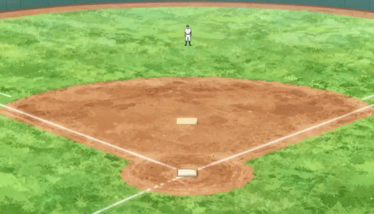 Visual representation of "outfield" - The part of a baseball field or a cricket ground furthest from the batsman.