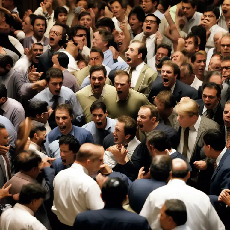Visual representation of "pit" - The place for trading in a commodities exchange