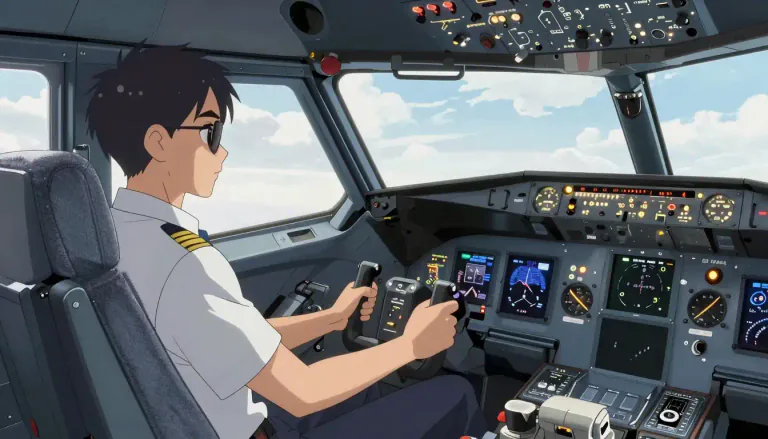 Visual representation of "pilot" - A person who operates the flying controls of an aircraft.