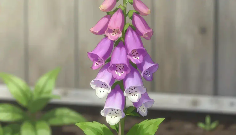 Visual representation of "foxglove" - A type of tall plant with bell-shaped flowers, usually in pink, purple or white colors
