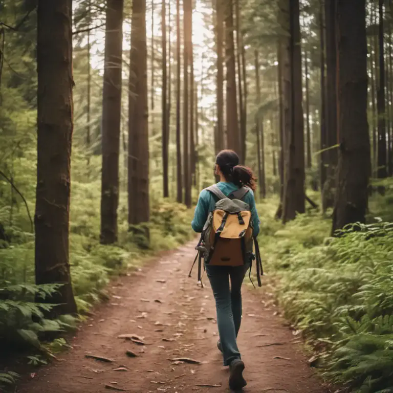Visual representation of "take a hike" - To go for a long, relaxed walk, especially in the countryside