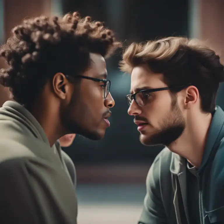 Visual representation of "speak out" - To talk to others to solve a misunderstanding or fight.
