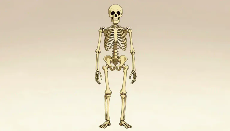 Visual representation of "skeleton" - The frame of bones that supports the human or animal body.