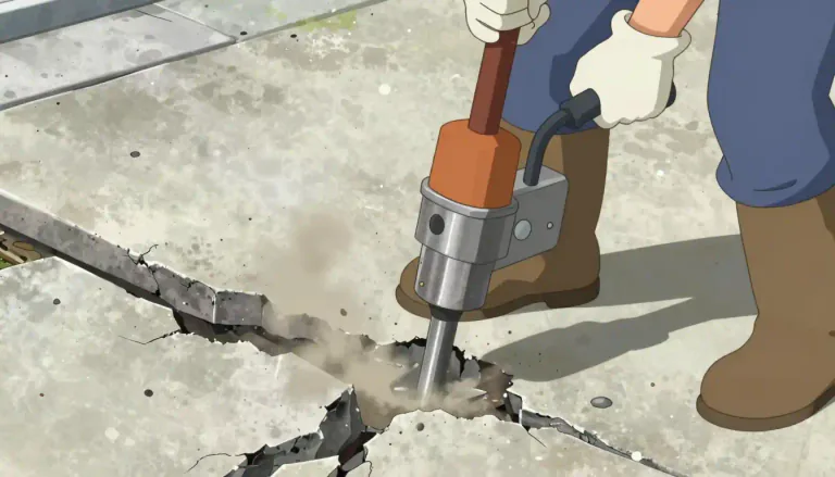 Visual representation of "jackhammer" - A type of construction tool used for breaking up concrete or pavement, powered by air or electricity.