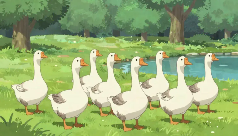 Visual representation of "gaggle" - A group of geese that is not in flight.