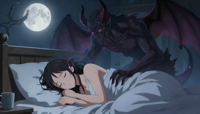 Visual representation of "incubus" - A male demon believed to have sexual intercourse with sleeping women.