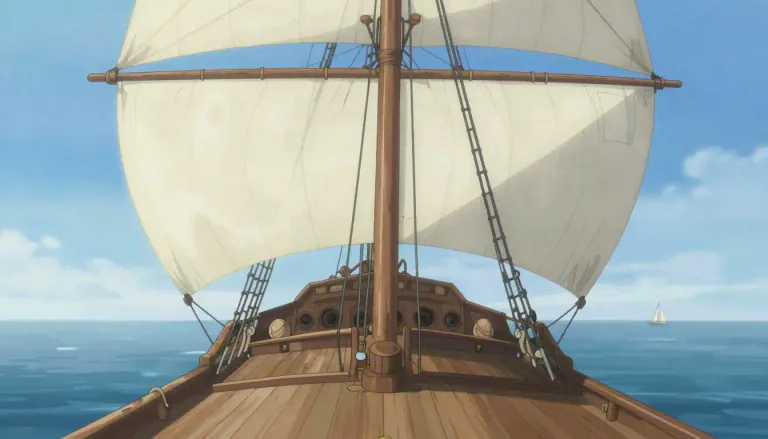 Visual representation of "larboard" - The left-hand side of a ship when facing forward.