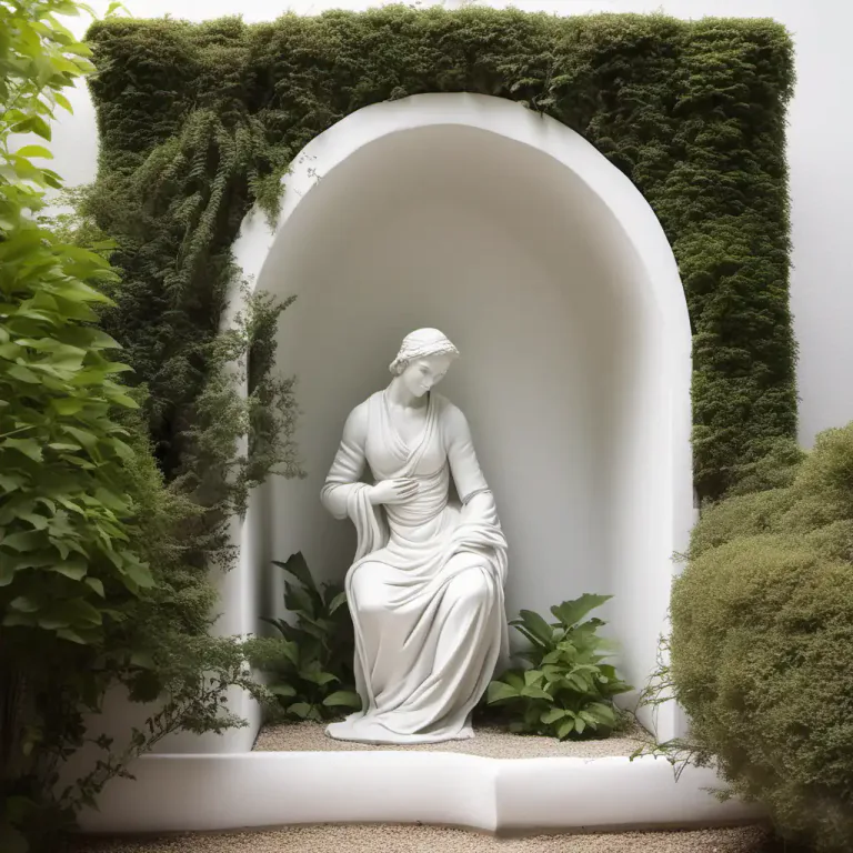Visual representation of "niche" - A hollow or indentation in a wall, typically to display a statue or a piece of art.