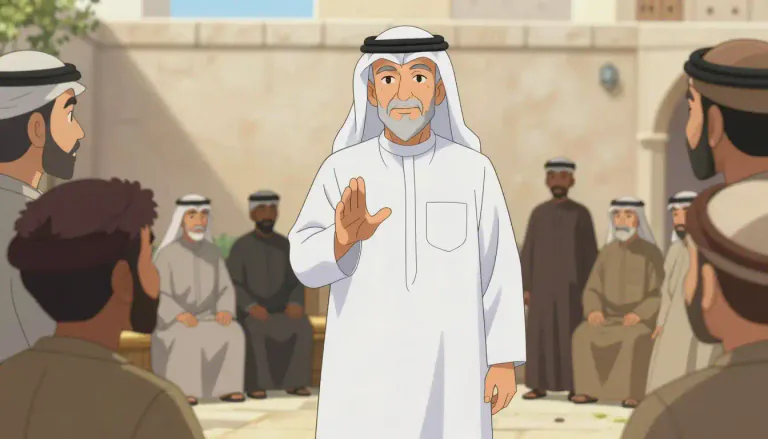 Visual representation of "sheikh" - A leader, chief or elder in Arab communities.
