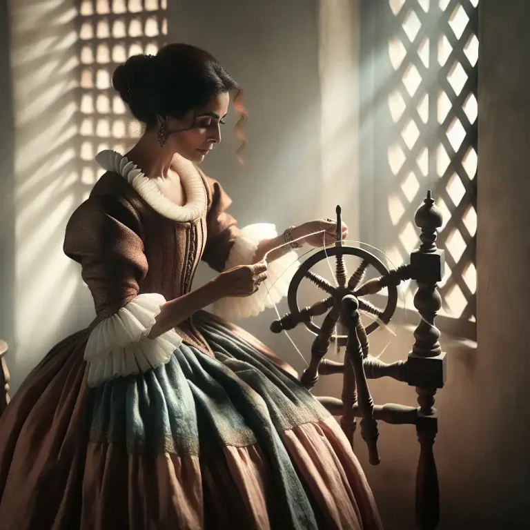 Visual representation of "fang" - The arm or spindle of a spinning wheel, on which the thread is wound