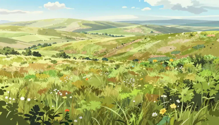 Visual representation of "wold" - A wold is a piece of rolling, hilly land, often characterized by its open, uncultivated landscape.