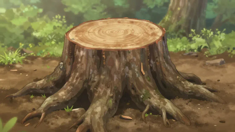 Visual representation of "stump" - The remainder of a removed tree left in the ground