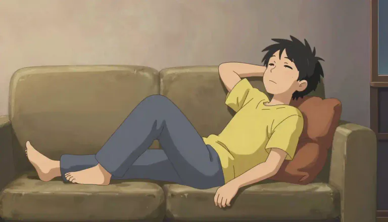 Visual representation of "recline" - To lean or lie back in a relaxed position with your body resting against a surface.