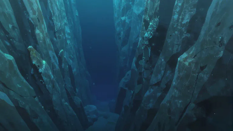 Visual representation of "trench" - A deep area in the ocean