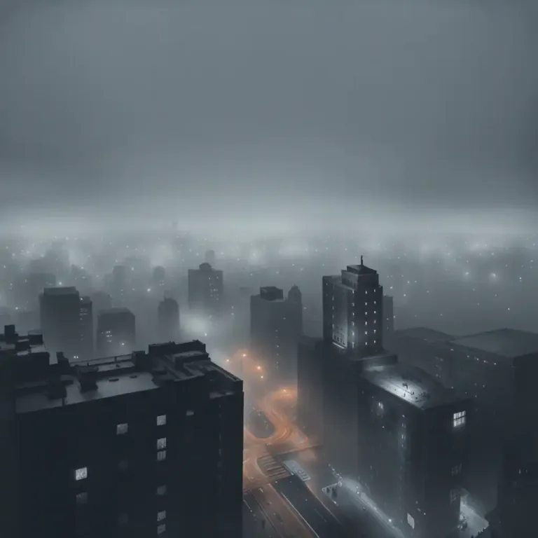 Visual representation of "soupy" - Of air or fog, very heavy and dense.