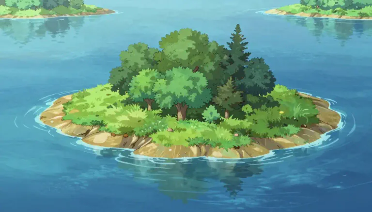 Visual representation of "isle" - A small piece of land that is surrounded by water.