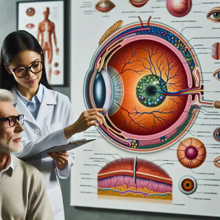 Visual representation of "vitreous" - Referring to the vitreous humor, a jelly-like substance in the eye located between the lens and the retina.
