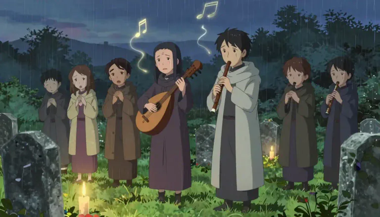 Visual representation of "lament" - A poem, piece of music, or song expressing grief or sorrow.