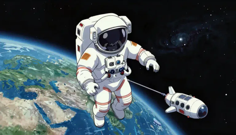 Visual representation of "astronaut" - A person who is specially trained to travel into outer space.