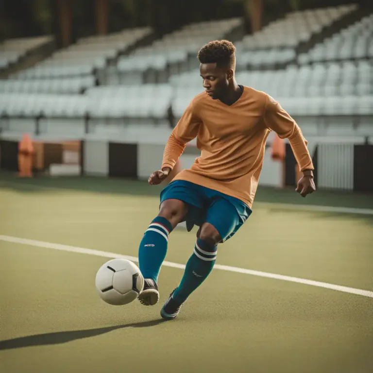 Visual representation of "nutmeg" - In football (soccer), a move where the ball is kicked between an opponent's legs.