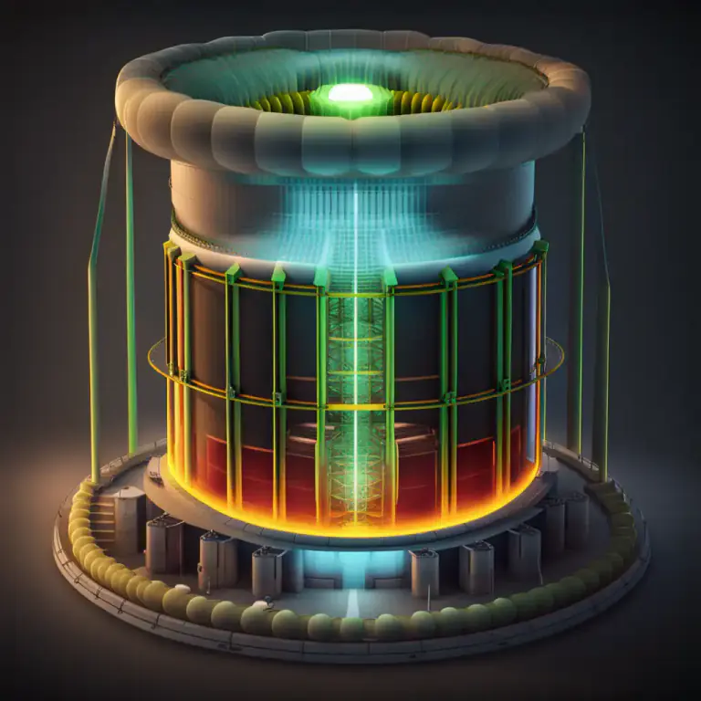 Visual representation of "core" - The part of a nuclear reactor where energy is produced