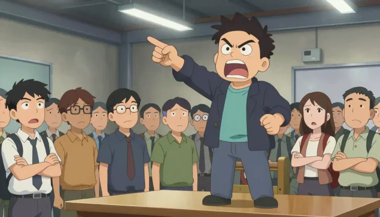 Visual representation of "harangue" - A long, angry speech of criticism or accusation